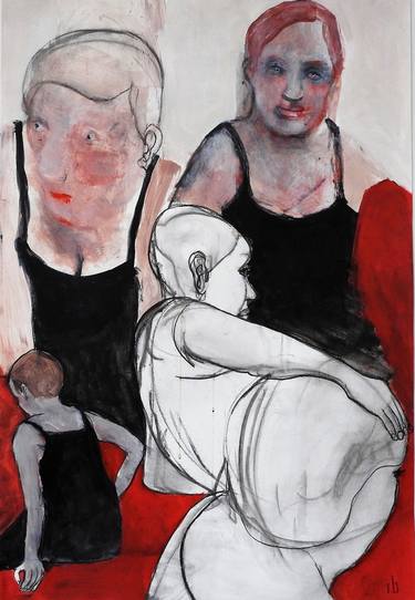Original Expressionism People Paintings by Isabelle Biquet