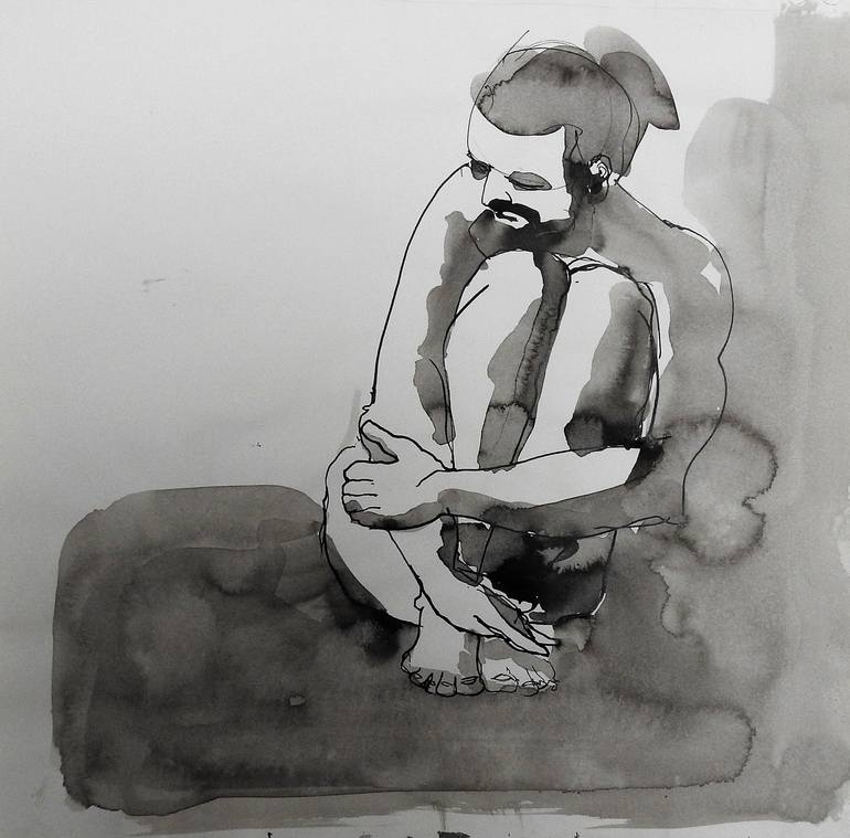 Original Figurative Nude Drawings by Isabelle Biquet 