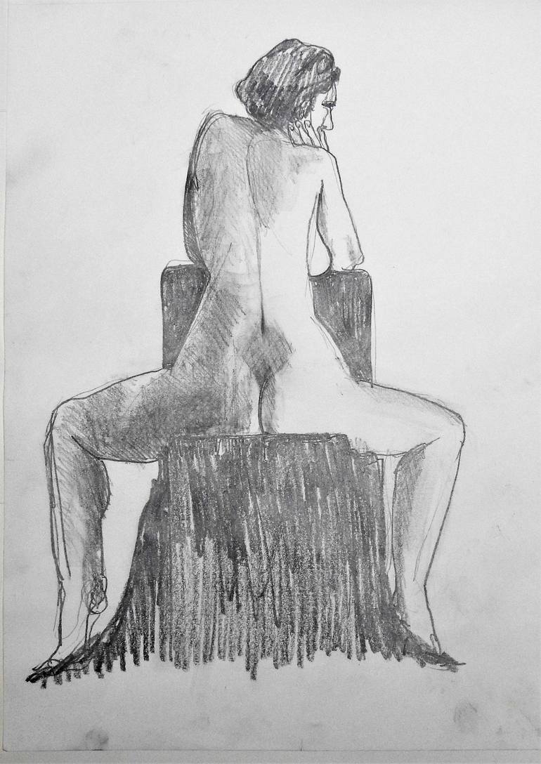 Original Figurative Nude Drawings by Isabelle Biquet 