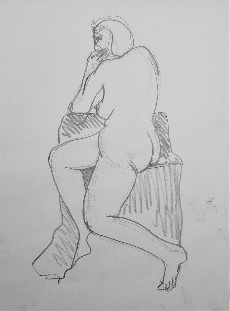 Original Figurative Nude Drawings by Isabelle Biquet 