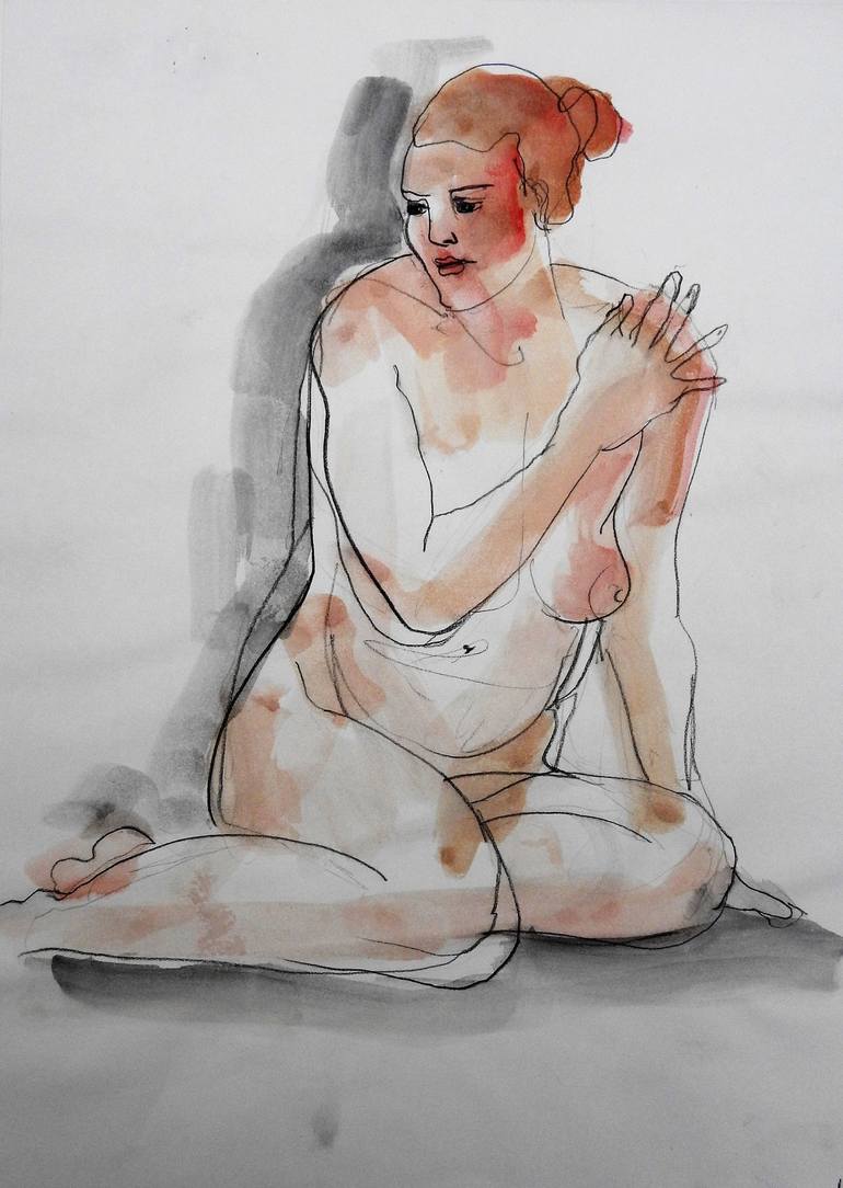Original Figurative Nude Drawings by Isabelle Biquet 