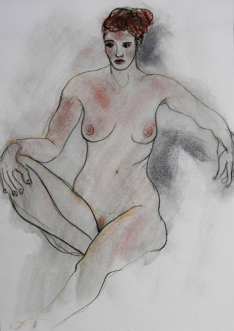 Original Figurative Nude Drawings by Isabelle Biquet 