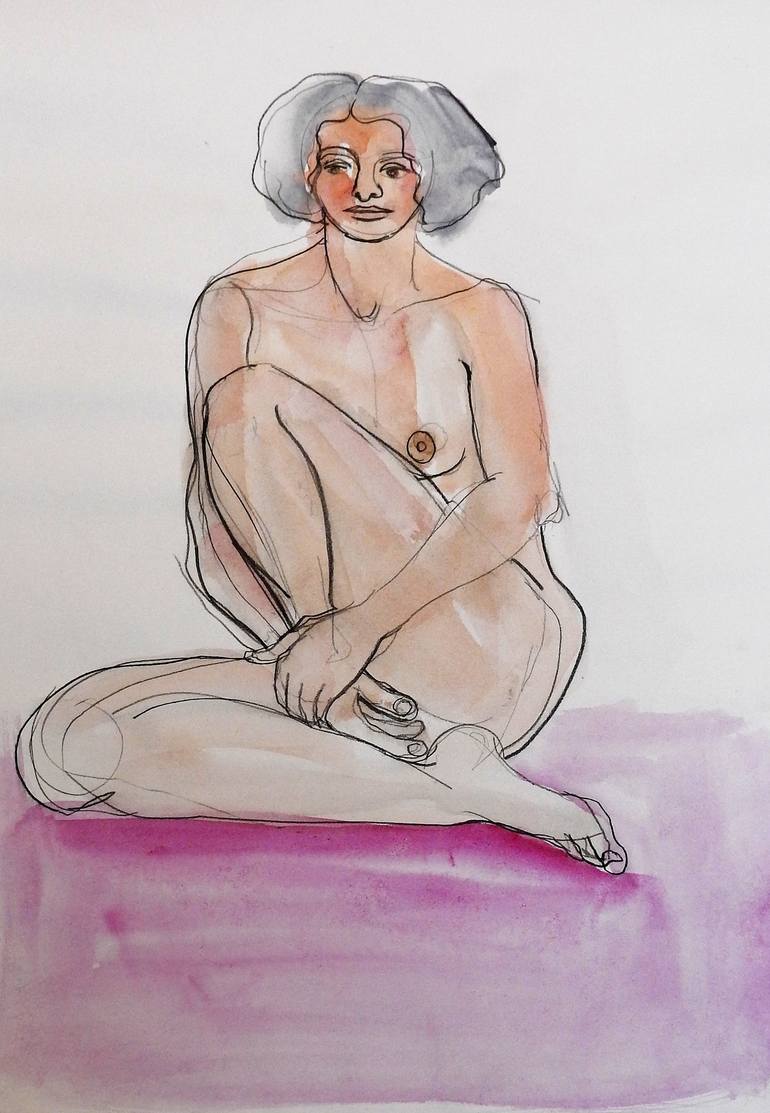 Original Figurative Nude Drawings by Isabelle Biquet 