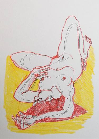 Original Expressionism Nude Drawings by Isabelle Biquet