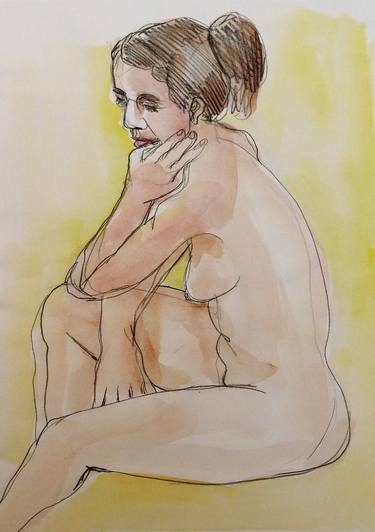 Original Figurative Nude Drawings by Isabelle Biquet