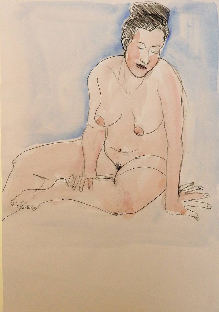 Original Minimalism Nude Drawings by Isabelle Biquet 