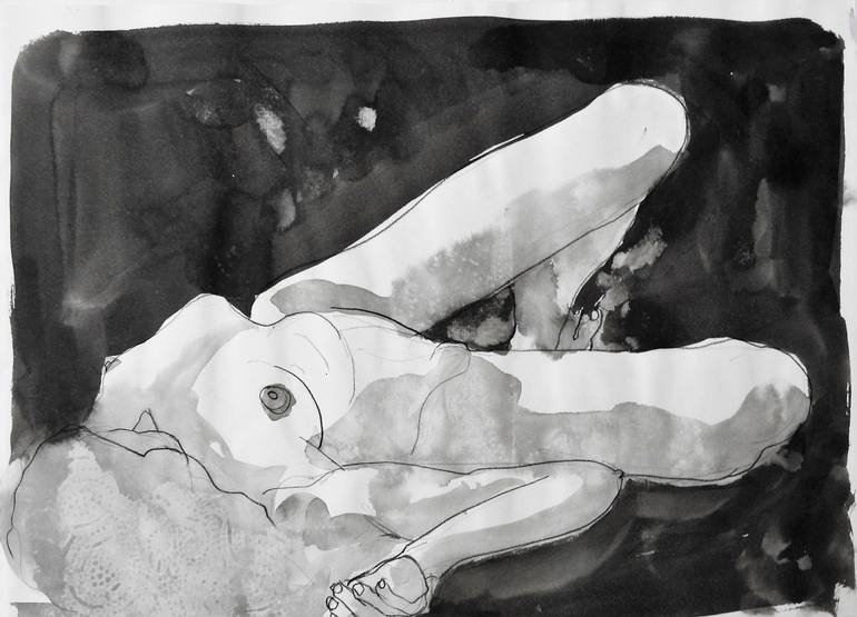 Original Figurative Nude Drawings by Isabelle Biquet 