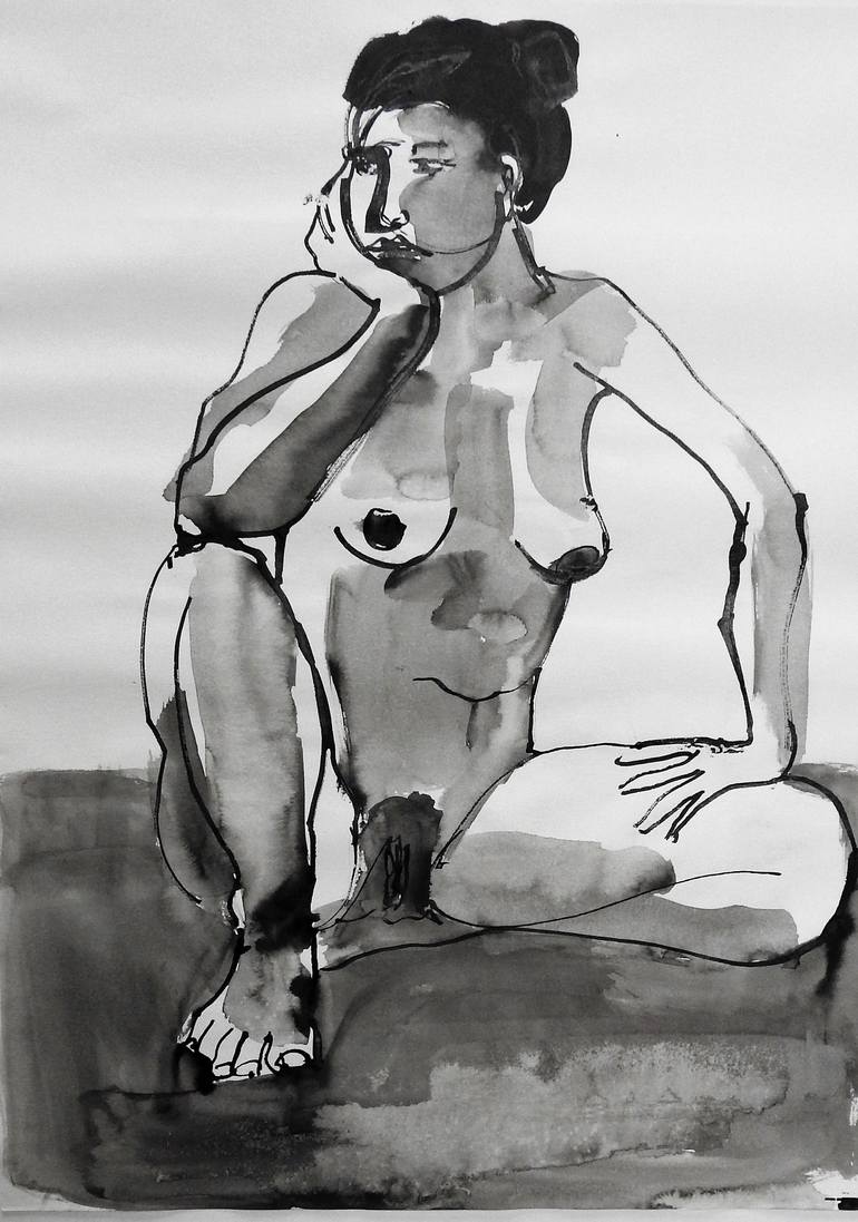 Original Figurative Nude Drawings by Isabelle Biquet 
