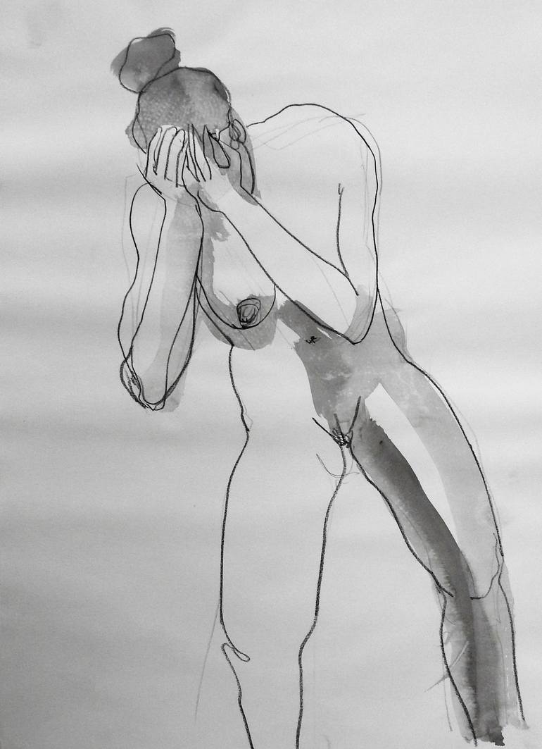 Original Figurative Nude Drawings by Isabelle Biquet 