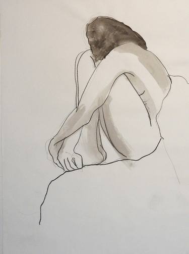 Original Minimalism Nude Drawings by Isabelle Biquet