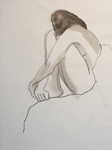 Original Minimalism Nude Drawings by Isabelle Biquet 