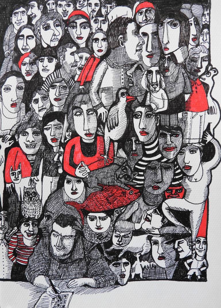 Print of Pop Art People Drawings by Isabelle Biquet 