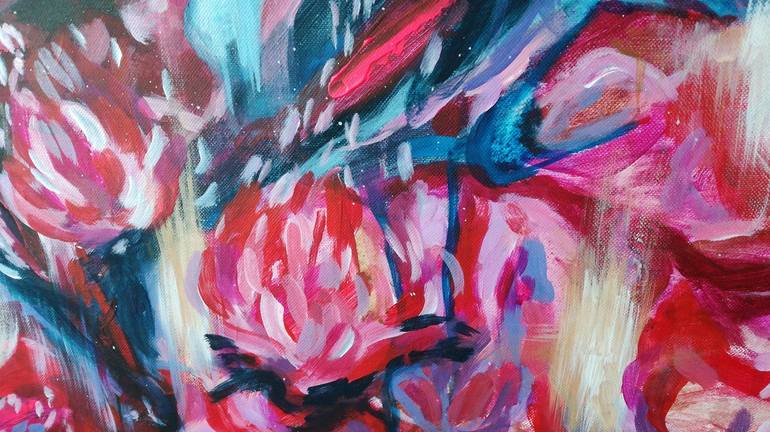 Original Abstract Floral Painting by Erika Petunoviene AYTE