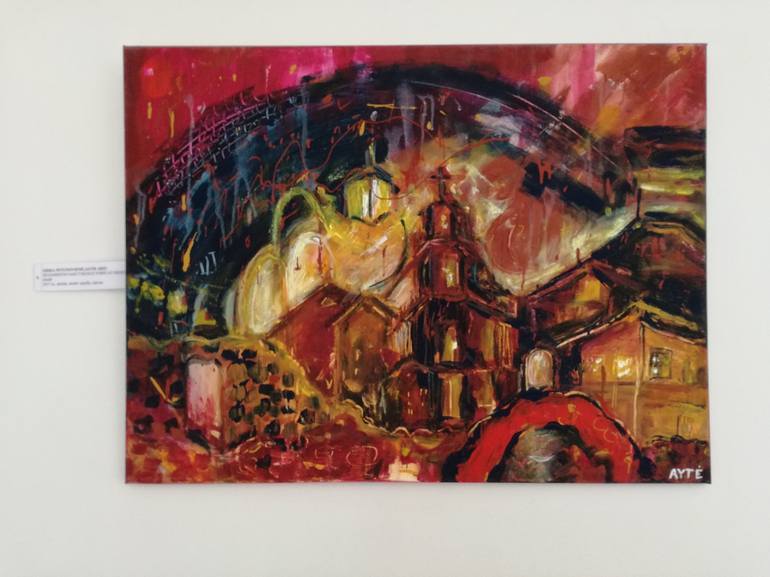 Original Modern Cities Painting by Erika Petunoviene AYTE