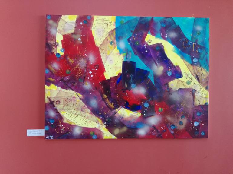 Original Outer Space Painting by Erika Petunoviene AYTE