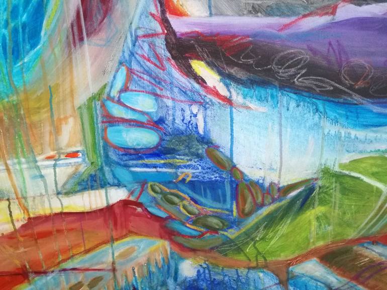 Original Abstract Outer Space Painting by Erika Petunoviene Ayte