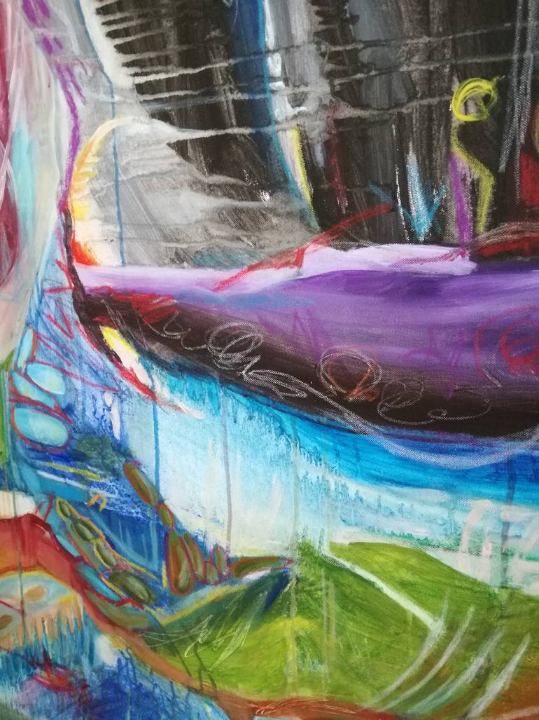 Original Abstract Outer Space Painting by Erika Petunoviene Ayte