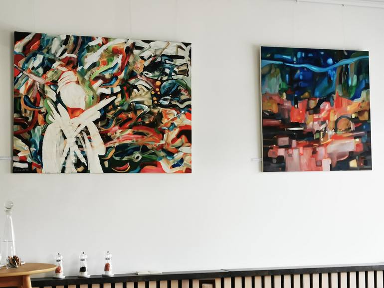 Original Abstract Fantasy Painting by Erika Petunoviene Ayte