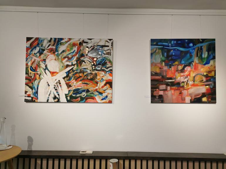 Original Abstract Fantasy Painting by Erika Petunoviene Ayte