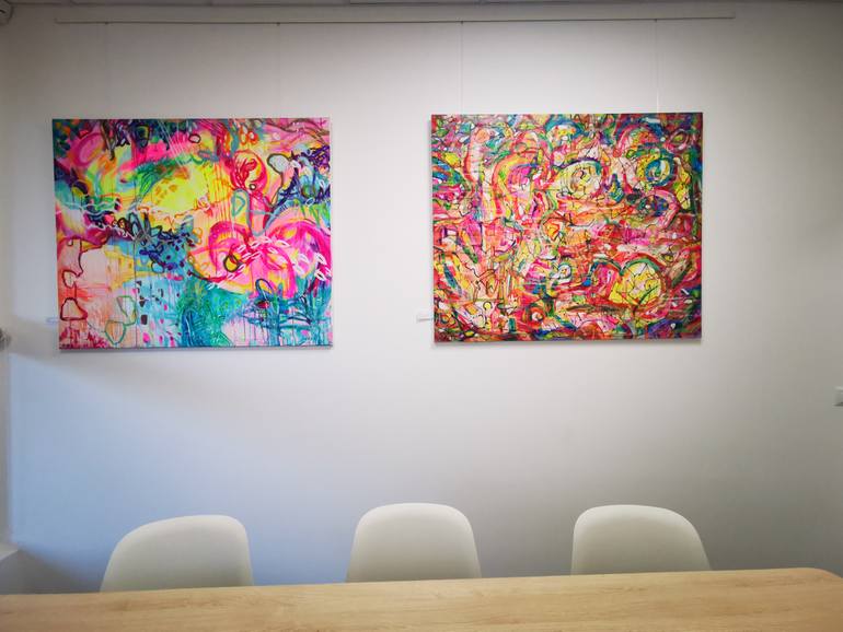 Original Abstract Expressionism Abstract Painting by Erika Petunoviene Ayte