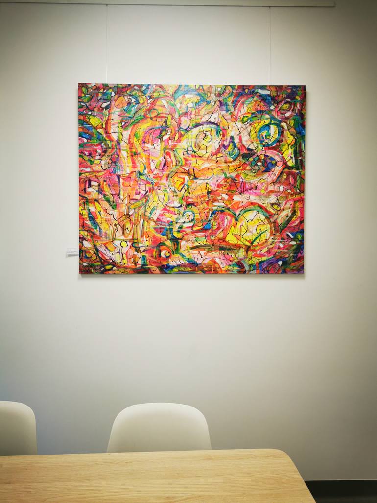 Original Abstract Expressionism Abstract Painting by Erika Petunoviene Ayte