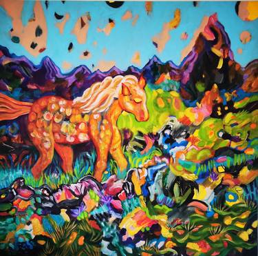 Print of Abstract Horse Paintings by Erika Petunoviene AYTE