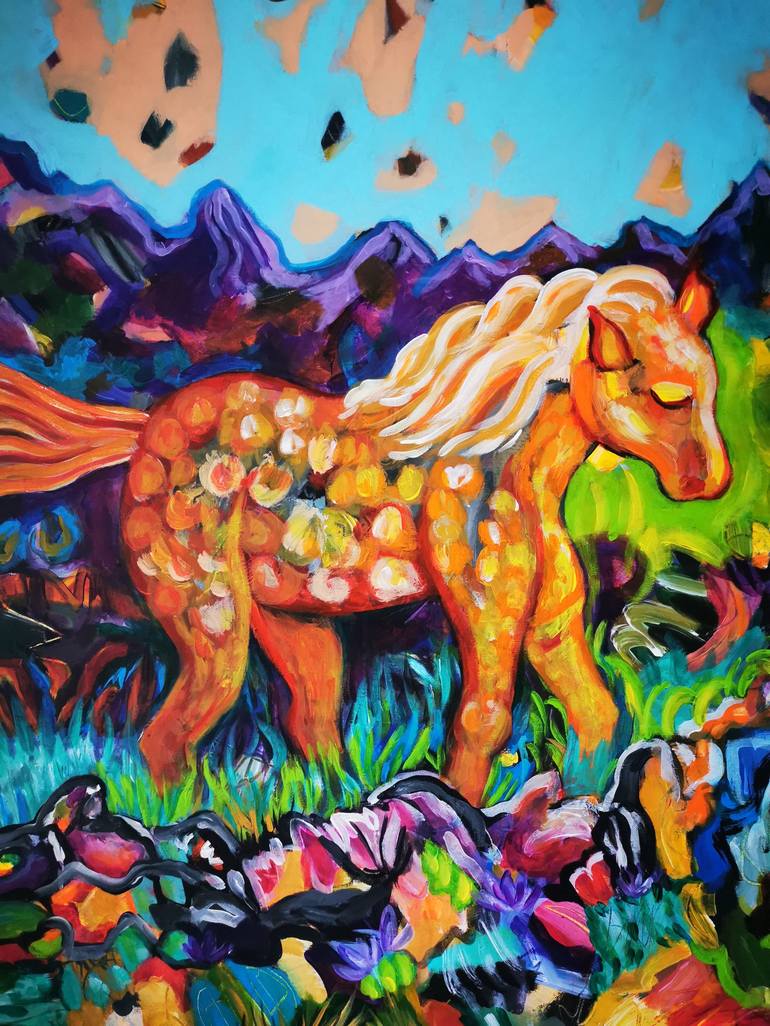 Original Horse Painting by Erika Petunoviene AYTE