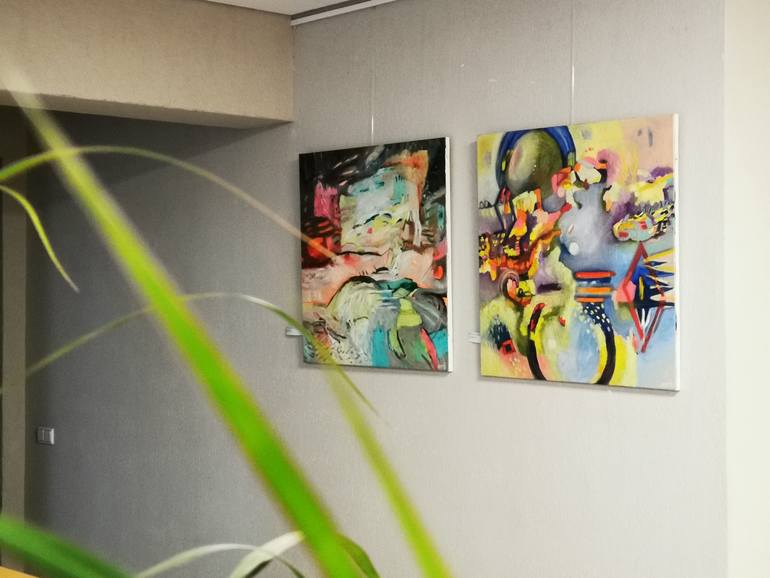 Original Conceptual Abstract Painting by Erika Petunoviene Ayte