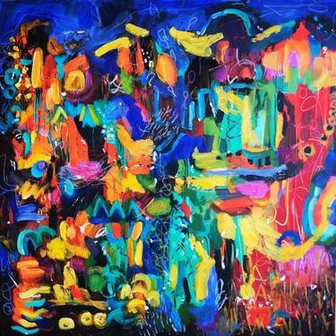Print of Abstract Cities Paintings by Erika Petunoviene AYTE