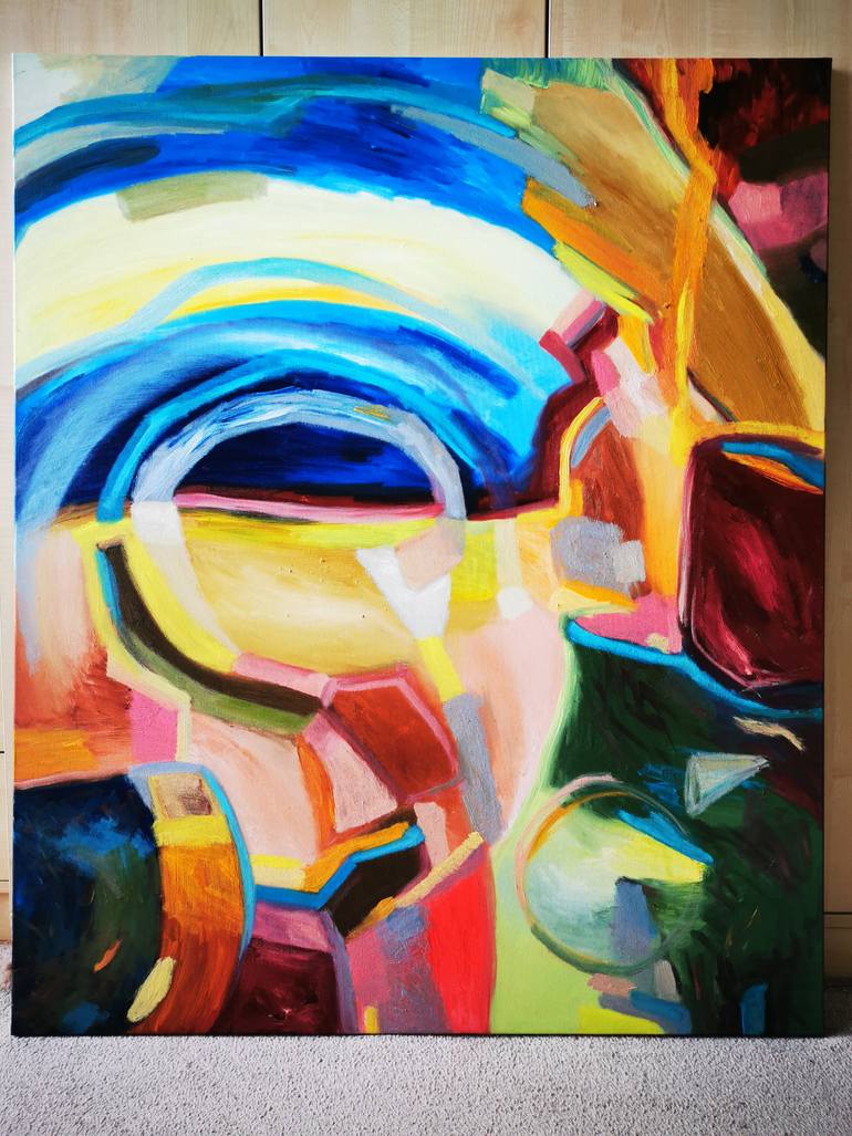 Original Abstract Geometric Painting by Erika Petunoviene Ayte