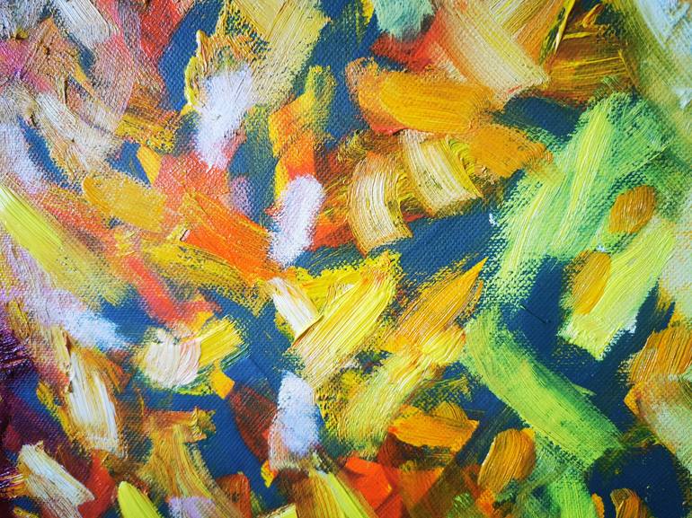 Original Abstract Floral Painting by Erika Petunoviene Ayte