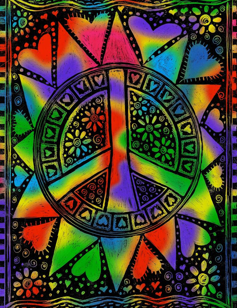 trippy peace sign drawings