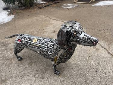 Dachshund dog metal sculpture thumb