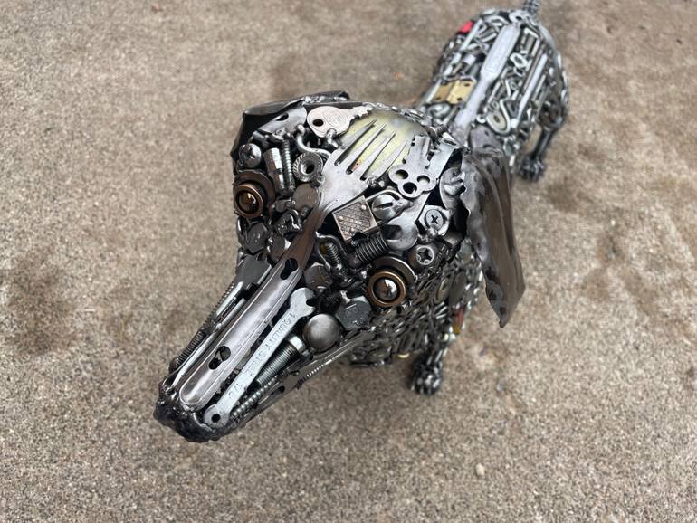 Original Figurative Dogs Sculpture by Brian Berle