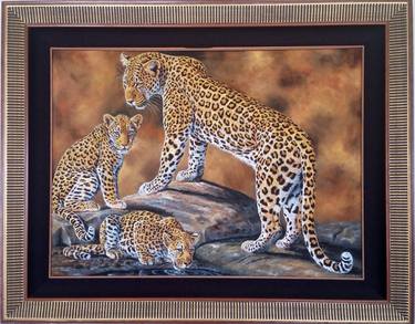 Leopards by waterhole thumb