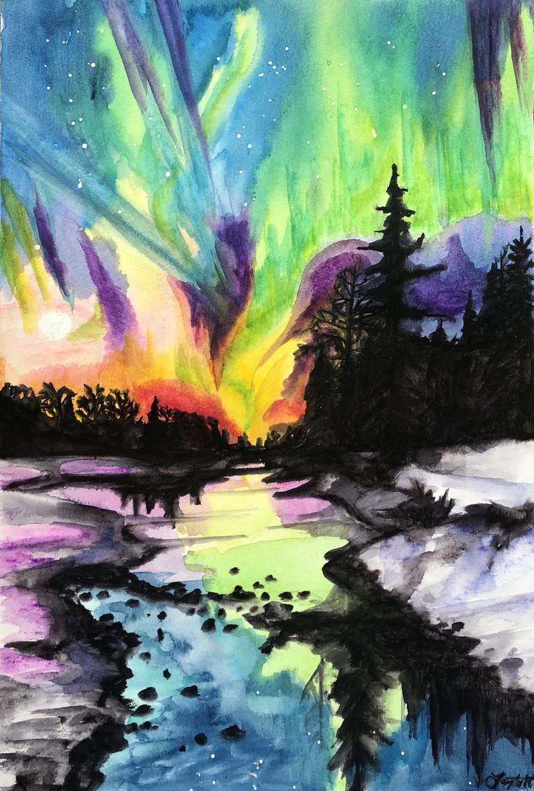 Arctic Sunrise Painting by T White | Saatchi Art