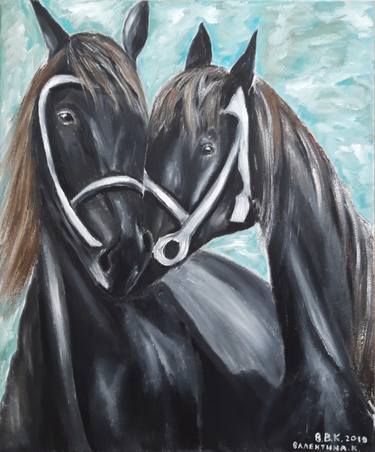 Oil painting horses thumb