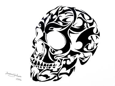 Tribal Skull Tattoo Design Art Print thumb