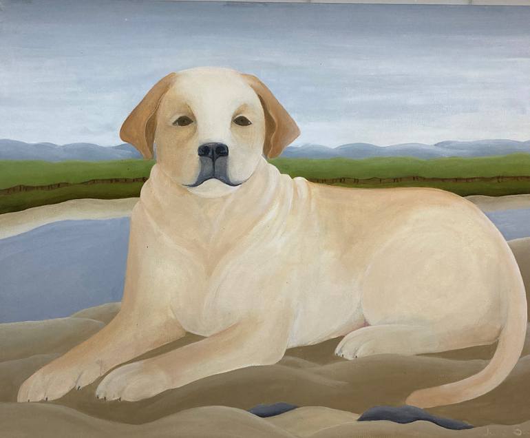 Original Animal Painting by Julie Scoma | Contemporary Art on Canvas | Labrador By the Lake