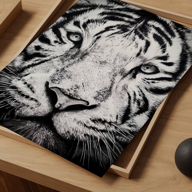 Original Photorealism Animal Drawing by Tinatin Sanikidze