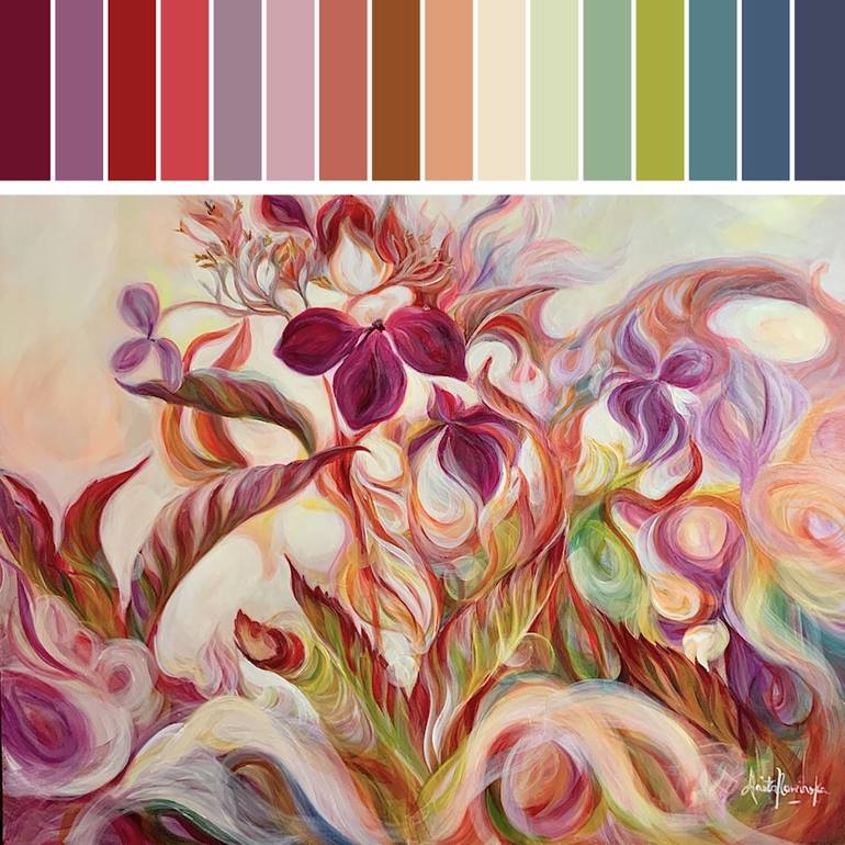 Original Contemporary Floral Painting by Anita Nowinska
