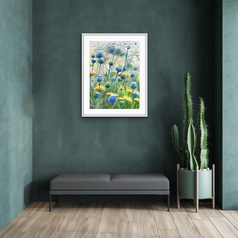 Original Expressionism Floral Painting by Anita Nowinska