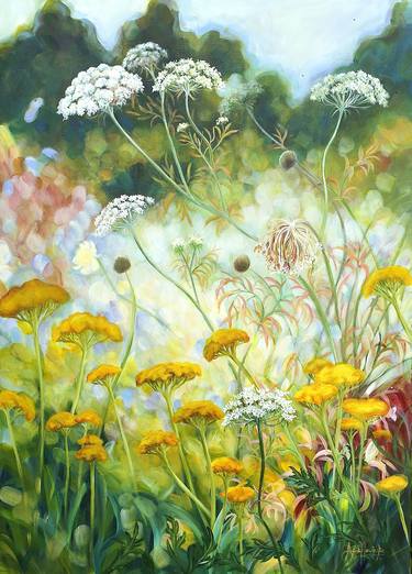 Original Expressionism Garden Painting by Anita Nowinska