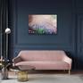 sunlit heather painting in navy & pink room