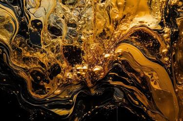 abstract dark liquid, art gold and marble splashes thumb