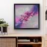 Pink abstract in neutral room setting