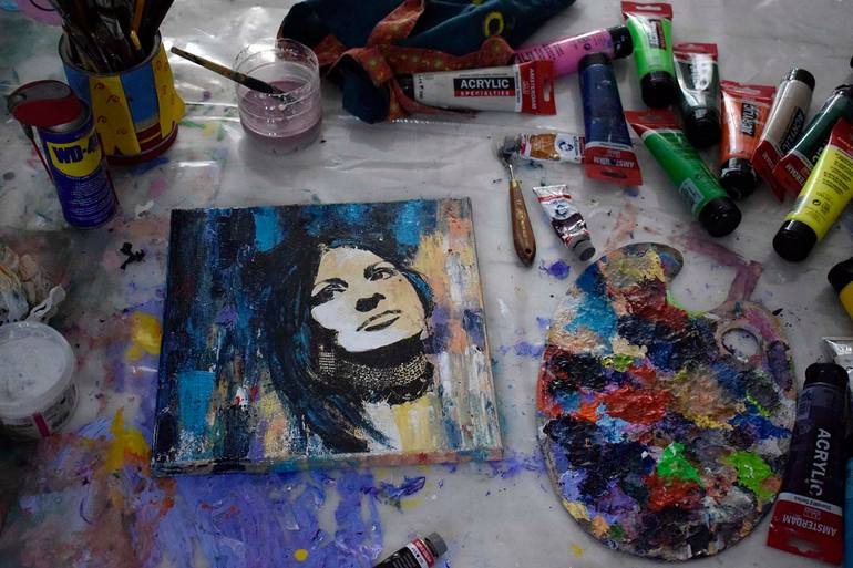 Original Abstract Expressionism Women Painting by Magdalena Wozniak Melissourgaki