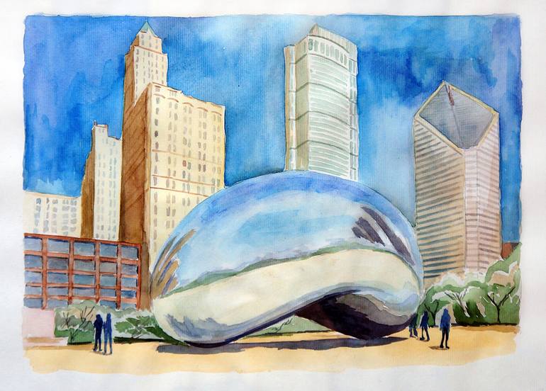Chicago_bean. Cityscape Drawing by Askold Malik | Saatchi Art