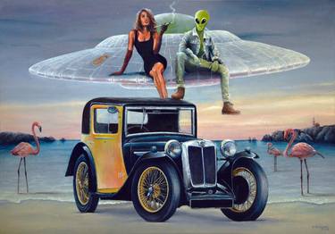 Original Figurative Automobile Painting by Krzysztof Tanajewski
