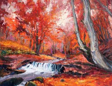 river in autumn forest thumb